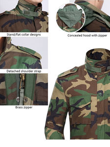 Veste tactique M65 pour homme, camouflage vert woodland, résistante à l'abrasion, anti-déchirure, de qualité supérieure, vente en gros - Product Image 5