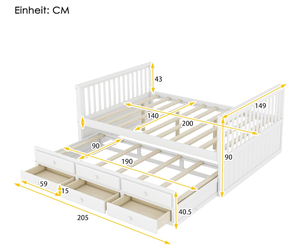Canapé-<span class=keywords><strong>lit</strong></span> moderne en bois de pin avec 6 tiroirs de rangement, <span class=keywords><strong>lit</strong></span> escamotable pour petits espaces, vente en gros B2B - Product Image 2