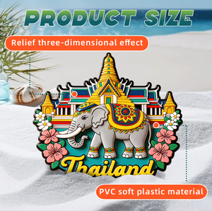 แม่เหล็กติดตู้เย็นพีวีซี 3 มิติ ลายช้าง วัด เกาะมะพร้าว เรือ ธีมท่องเที่ยว ของที่ระลึกตกแต่ง ของขวัญ สร้างสรรค์  แบบไทย - Product Image 2