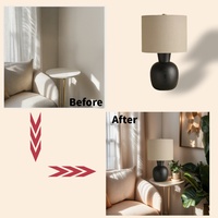 Lampe de table moderne pour usage décoratif Salon Chambre à coucher Bureau Céramique Noir Rond Abat-jour en tissu Éclairage intérieur Lampes LED