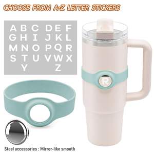 Anillo de Silicona para AirTag con Decoración Circular Metálica de la A a la Z para Accesorios de Vaso Stanley de 40 oz - Product Image 4