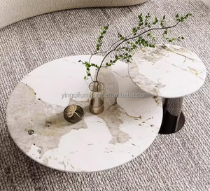 Table basse italienne, luxe léger, ardoise, salon, table ronde moderne, combinaison - Product Image 5