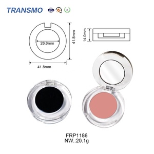 Estuche compacto transparente para polvos PETG, envase vacío para colorete, embalaje redondo de cristal para colorete en crema con espejo - Product Image 2