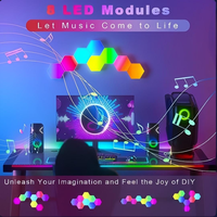 Appliques murales hexagonales à LED modernes RVB Changement de couleur Musique Synchronisation Lumière de jeu Application intelligente Télécommande Corps de lampe ABS Commande vocale