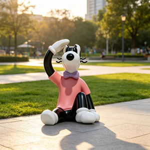 Scultura Personalizzata in Resina di Cane Cartoon, Statuetta Moderna di Cucciolo, Ornamento Artistico per Giardino Esterno - Product Image 3