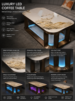 Table basse moderne de luxe à deux niveaux en acier inoxydable avec plateau en marbre pour salle VIP de KTV ou boîte de nuit