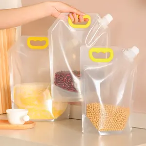 Factory Food Grade Plastic Beverage Packaging 1L 3L 5L Transparent Stand Up Clear Drink pouches Spout Pouch Bag For Grains