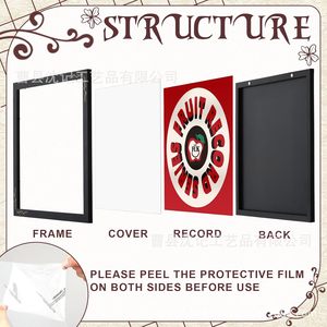 Wooden Record Frame Wall <b>Storage</b> <b>Box</b> Rectangular Horizontal Durable Poster <b>Photo</b> CD Album Display - Product Image 1