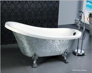 热卖地板站立亚克力浴缸爪脚铸铁可移动自由浴缸