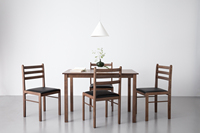 Ensemble de salle à manger minimaliste 5 pièces en bois couleur cacao élégant, gain de place, avec table et chaises rembourrées, mobilier moderne pour la maison