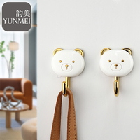 Crochets muraux autocollants en forme d'ours, sans perçage, résistants aux dommages, pour rangement et décoration intérieure de cuisine et salle de bain, lot de 3