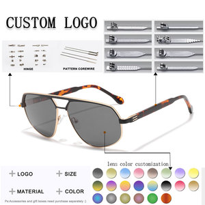 Gafas de Sol de Piloto Unisex, Montura Metálica Rectangular, Lentes con Degradado Azul, 100% Protección UV, Uso en Exteriores, Adultos - Product Image 2