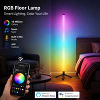 Lámpara de Pie de Esquina Moderna RGB con Control por Aplicación, Sincronización Musical, LED, Alimentación USB, Alto CRI 90, PVC, Luz Ambiental DIY para Dormitorio, Sala de Estar, Juegos
