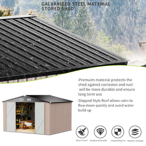 Cobertizo de herramientas marrón para césped al aire libre moderno, cobertizo de almacenamiento de jardín de <span class=keywords><strong>aluminio</strong></span> y Metal impermeable - Product Image 4
