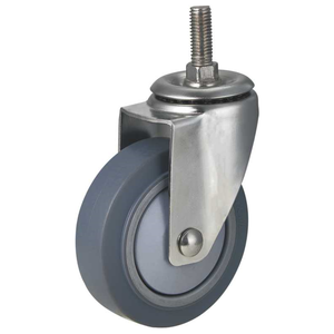 TPR Mittelgroße Industrierollen 3-5 Zoll Schwenkbar mit Vorderbremse Edelstahl Einzelkugellager 100-130KG Tragfähigkeit Gewinde - Product Image 5