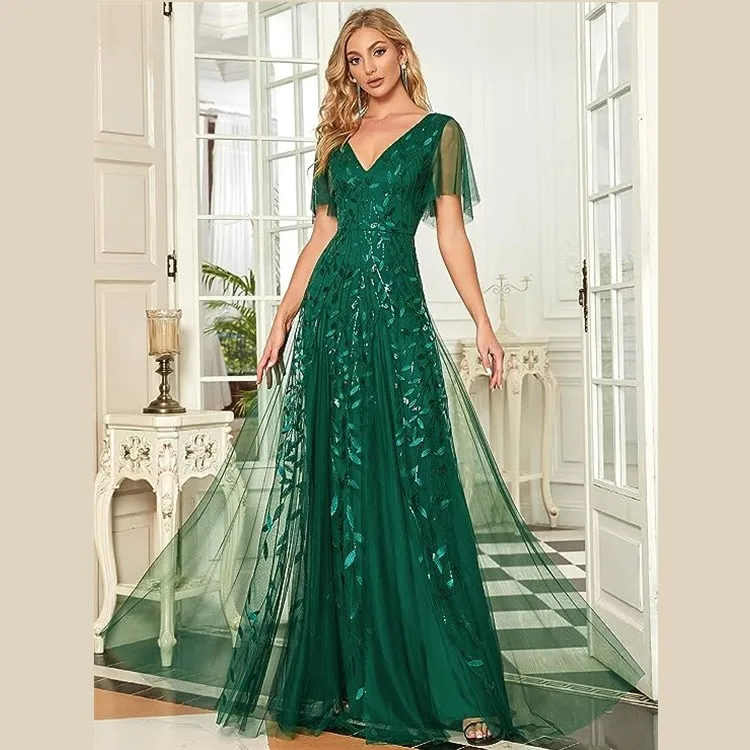 green emerald velvet dress A Line Cowl Neck Tie Straps Sage Green Prom Dresses with Split US2 / As Picture main image 1