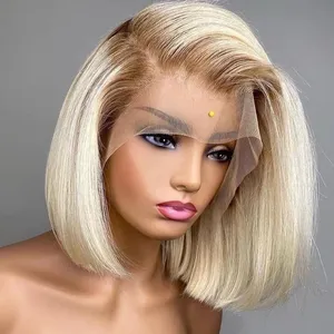 Overnight Short 613 Hd Lace Front Bob Wig 13x6 Blonde 613 Bob Wigs Human Hair Cuticle Aligned Hair 613 Blonde Closure Wig