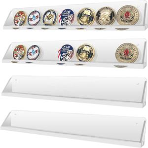 Support d'affichage <span class=keywords><strong>mural</strong></span> en acrylique transparent pour pièces de monnaie Rack de collection à une rangée pour pièces de monnaie Boucles <span class=keywords><strong>Badges</strong></span> Organisateur Étagère - Product Image 1