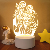 Lampe LED 3D en acrylique personnalisée en usine, motif Jésus, Veilleuse Illusion Vierge Marie, Décoration d'intérieur à motif d'église, Éclairage 3D en acrylique, Prix abordable