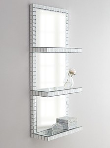 ミラー棚3層吊り壁棚ミラーリビングルームディスプレイ棚 - Product Image 2