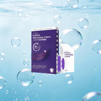 Bandes blanchissantes pour les dents personnalisées à marque privée, sans résidus, avec technologie de correction de la couleur, saveur menthe, couleur violette, antidérapantes