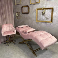 Nouvelle Table de Massage Courbée pour Extensions de Cils en Cuir Rose, Pied en Acier Inoxydable, pour Salon de Beauté