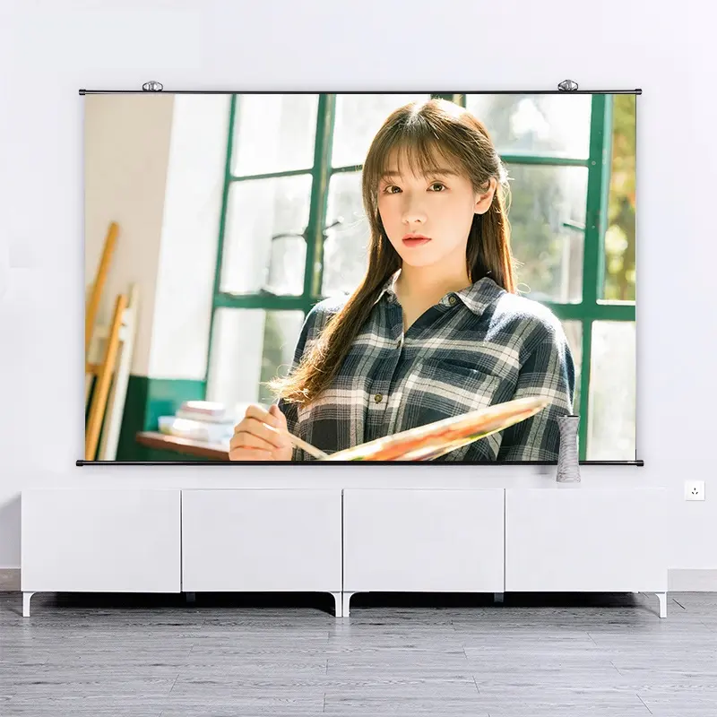 Proyector de material PVC para cine en casa, pantalla simple montada en la pared, 4:3/16:9, 100 pulgadas