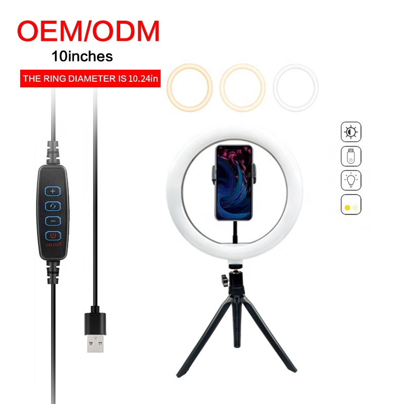 Popular 10 inch LED Circle  Video Studio Lights Multi White Color Selfie Ring Light for Make Up