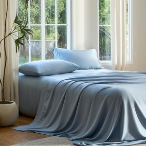100% <b>Bamboo</b> Fiber Woven Modern <b>Sheets</b> Set 4PCs Cooling Breathable OEKO-TEX Certified Eco-Friendly Queen Size Bed <b>Sheets</b> Deep - Product Image 1
