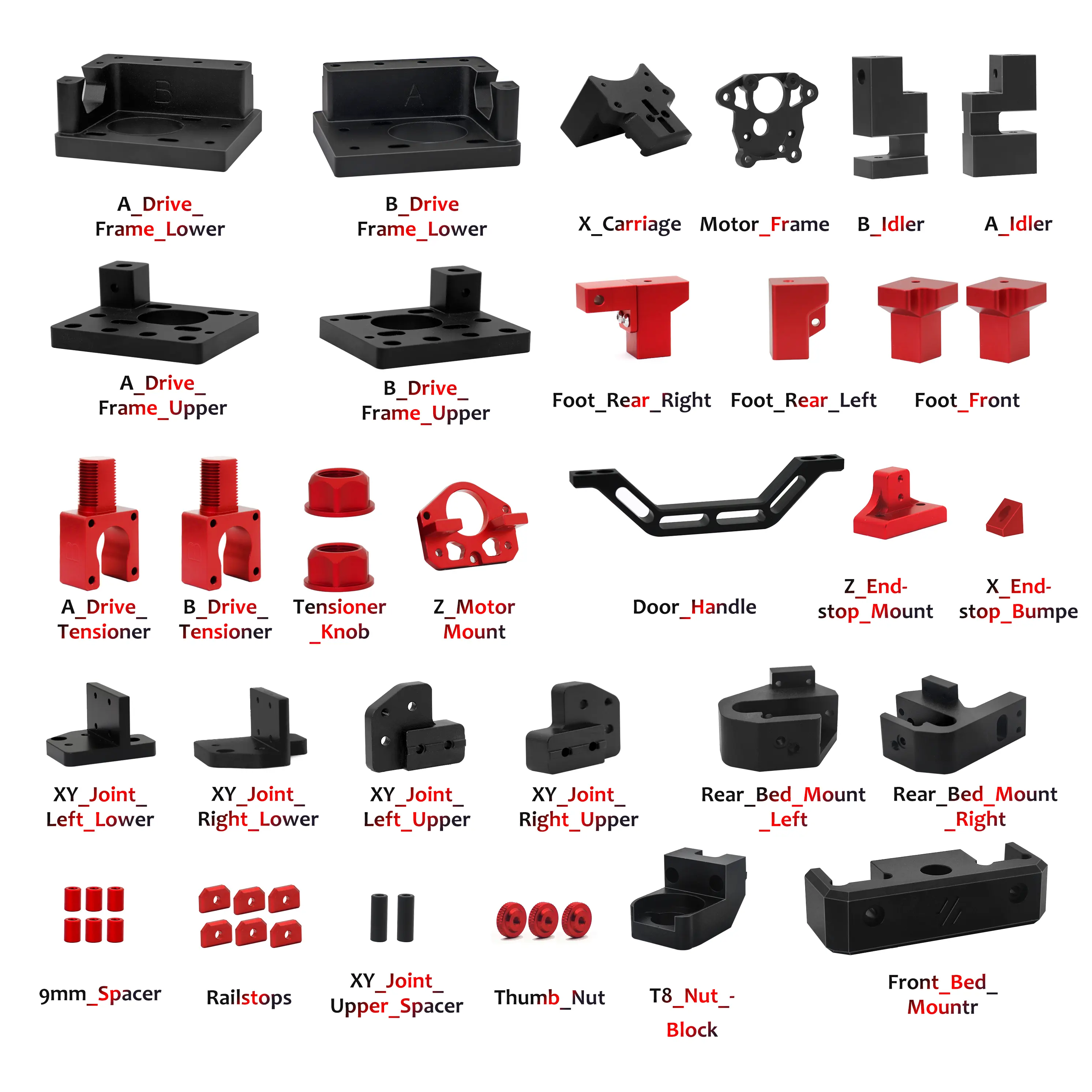 3D printer part Voron 0.1 metal accessories set