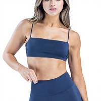 Soutien-gorge de sport transfrontalier à fines bretelles, séchage rapide, maintien moyen, Spandex/Nylon, couleur unie, 220g, pour course, entraînement, yoga, pilates
