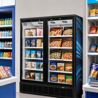 Réfrigérateur à boissons à refroidissement direct 360L, 3 portes, vitrine, dégivrage manuel, contrôle numérique LED, étagères