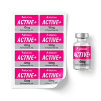 Autocollants personnalisés avec logo, vinyle argenté, étiquettes pour flacons de peptides Bopp, imperméables, 3 ml, 10 ml, adhésifs, pour emballages de flacons cosmétiques et médicaux