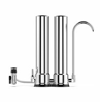 Système de filtre à eau à double étage en acier inoxydable avec carbone de 0.5 microns