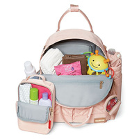 Ensemble de sac à langer multifonctionnel et tendance en six pièces, fermeture éclair matelassée, sac à langer portable pour maman