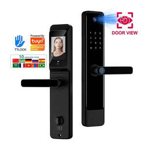 Sonnette électronique de luxe pour la maison, clé carte, biométrie AI, empreinte digitale, serrure de porte intelligente TTLock Tuya <span class=keywords><strong>avec</strong></span> caméra de reconnaissance faciale 3D - Product Image 1