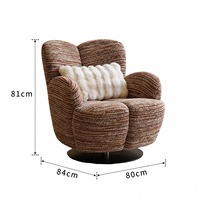Fauteuil pivotant en tissu rayé rétro, fauteuil de salon rembourré, canapé individuel pour salon, lecture