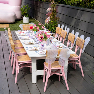 Sillas de ratán tejidas de color rosa para niños de la marca Nhat Minh, para alquiler, venta al por mayor, ideales para fiestas de cumpleaños, eventos, estilo escandinavo. - Product Image 1