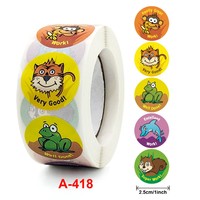 Autocollants d'animaux de dessin animé pour enfants, étiquettes mignonnes de récompense pour les enseignants de la maternelle, Articles d'encouragement, vente en gros