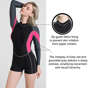 SBART femmes à manches longues une pièce couleur bloc maillot <span class=keywords><strong>de</strong></span> bain avec fermeture éclair avant UPF 50 + maillots <span class=keywords><strong>de</strong></span> bain pour <span class=keywords><strong>Surf</strong></span> nager - Product Image 3