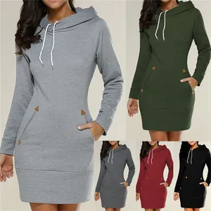 Women Extra Long Hoodie Plain Hooded Elegant Sweatshirt large Size Poleron Mujer Cord Tunic Hoodies Dress