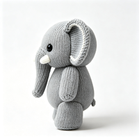 Peluche d'éléphant tricotée en forme de dessin animé, douce et mignonne, vente en gros, jouet en peluche personnalisé pour enfants, personnalisation