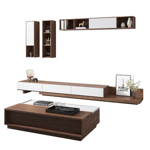 2023 bán chạy nhất quả óc chó và trắng MDF Bảng điều chỉnh 65 inch Bàn cà phê và <span class=keywords><strong>TV</strong></span> tủ đứng Set <span class=keywords><strong>TV</strong></span> bảng - Product Image 1