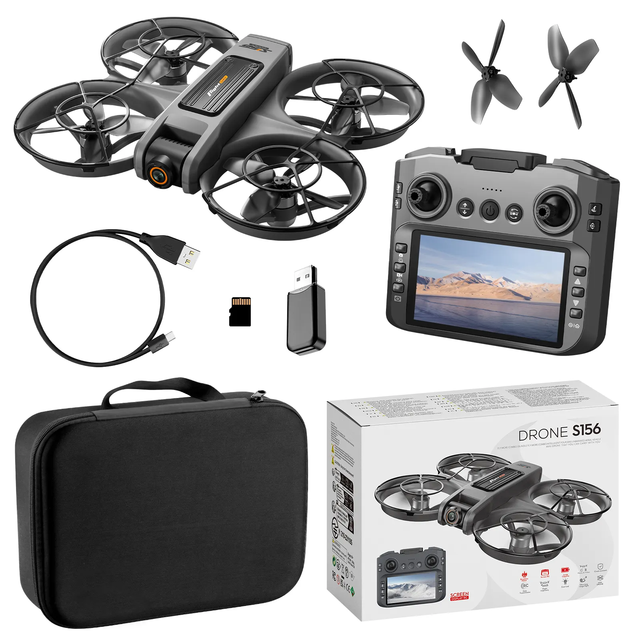 Hot Selling S156 Obstacle Avoidance Mini Drone with Big Screen Remote Control 4k Esc Camera Brushless Photography Drone
