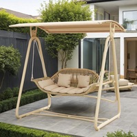 Chaise suspendue en métal d'extérieur avec coussins pour cour, jardin, balcon et terrasse - Design à double balançoire, style pastoral, 2 places