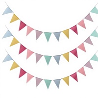 Guirlande de fanions triangulaires ajustables en coton mousseline de 3 mètres pour décorations de fête du Nouvel An - Vente en gros