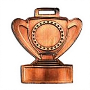 Médaille en forme de trophée plaquée or avec couronne de lauriers, médaille de récompense à graver pour les jeux sportifs - Product Image 2