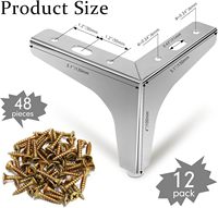 Silberne Möbelbeine, Metall-Ersatzfüße Dreieckig, Tischbeine für Schrank Sofa Kommode Couch Ottoman Moderner Stil