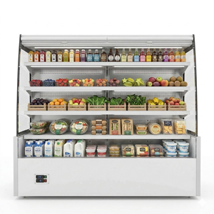 Enfriador <span class=keywords><strong>Abierto</strong></span> Multideck Blanco con Cortina Nocturna, Gabinete Comercial con Luz LED, Estantes Ajustables para Supermercado, Digital - Product Image 2
