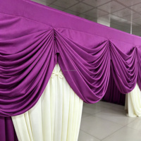 Ensemble de rideaux de fond de scène préfabriqués Muwei en soie laiteuse mate violette, style romantique, pour décoration de mariage